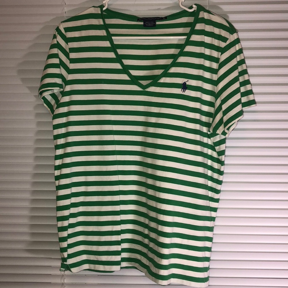 green & white polo t-shirt